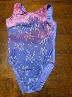 Destira Girls Child Small Purple Unicorn Made in USA Leotard Gymnastics